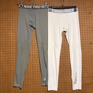 Nike Pro Dri-FIT Compression Leggings XL White Lot Training Tights Boys Youth